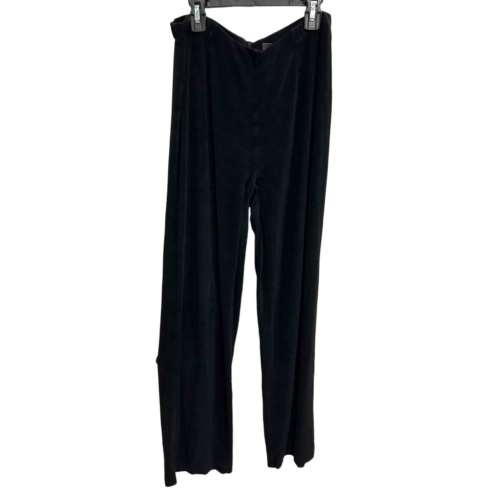 Chicos Travelers Black Wide Leg Pants Elastic Waistband Sz L